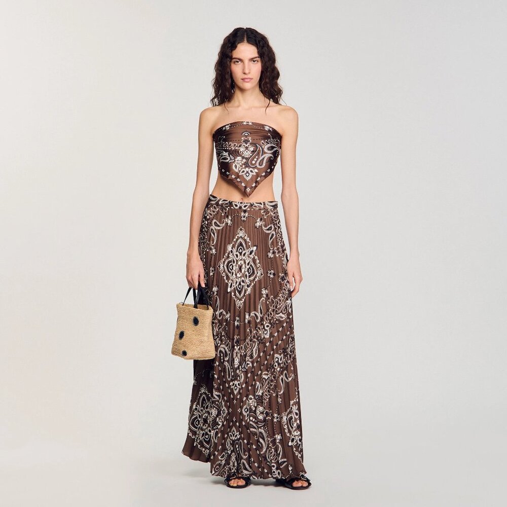 Sandro PLEATED MAXI SKIRT WITH BANDANA MOTIF